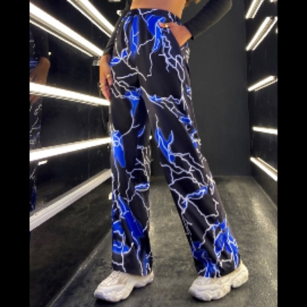 XS blue and black lightning pants